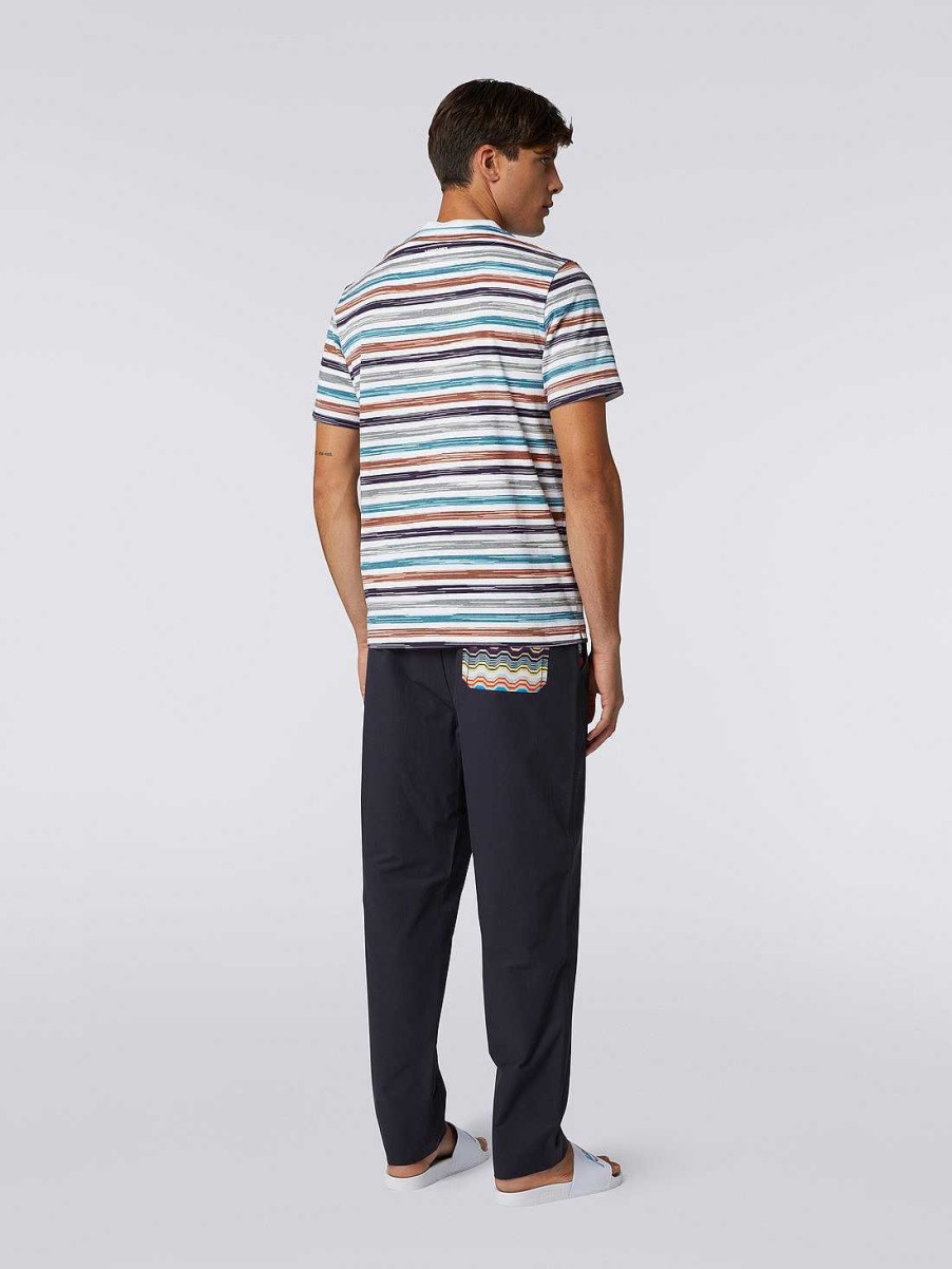 Uomini Missoni Polo E Magliette | T-Shirt Girocollo In Jersey Di Cotone Fiammato Multicolore