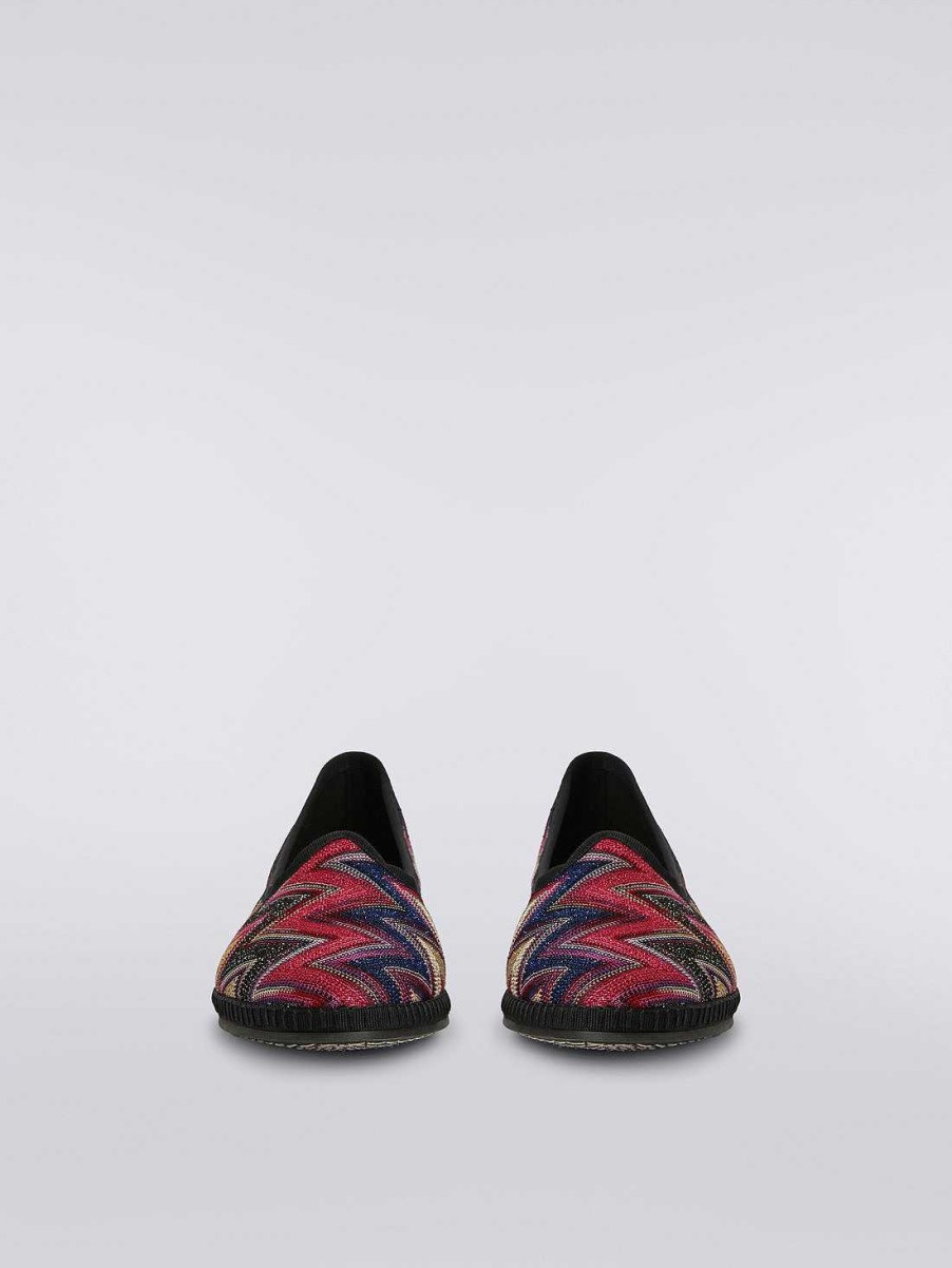 Donne Missoni Scarpe | Friulane In Tessuto Chevron Con Lurex Multicolore