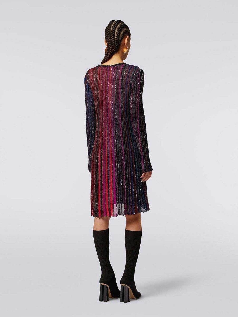 Donne Missoni Vestiti | Abito A Maniche Lunghe Con Paillettes Multicolore