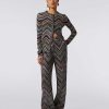 Donne Missoni Pantaloni | Pantaloni In Misto Viscosa A Zig Zag Con Paillettes Multicolore