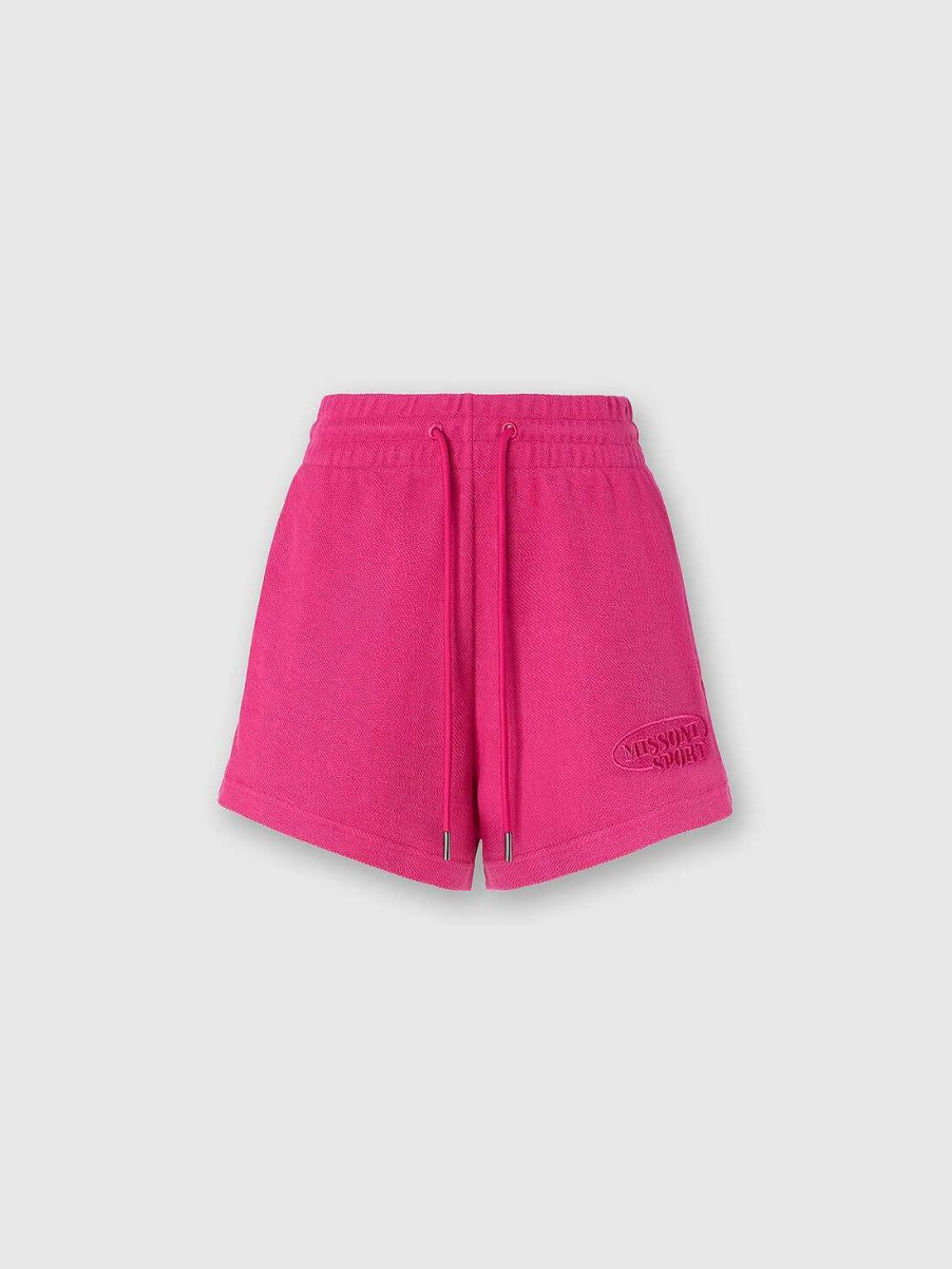 Donne Missoni Vestiario | Shorts In Felpa Garzata Con Logo Rosso