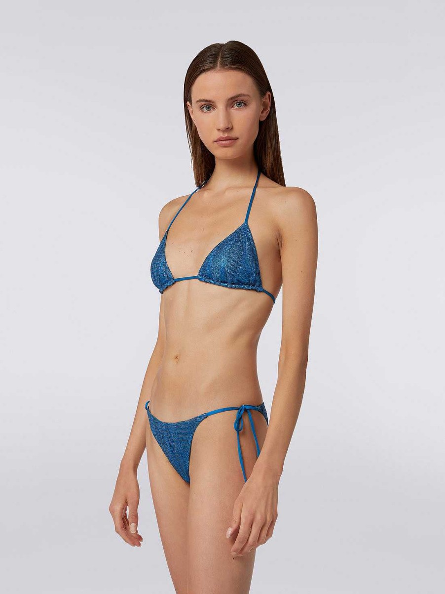 Donne Missoni Costumi Da Bagno | Bikini In Maglia Di Viscosa Jacquard Blu