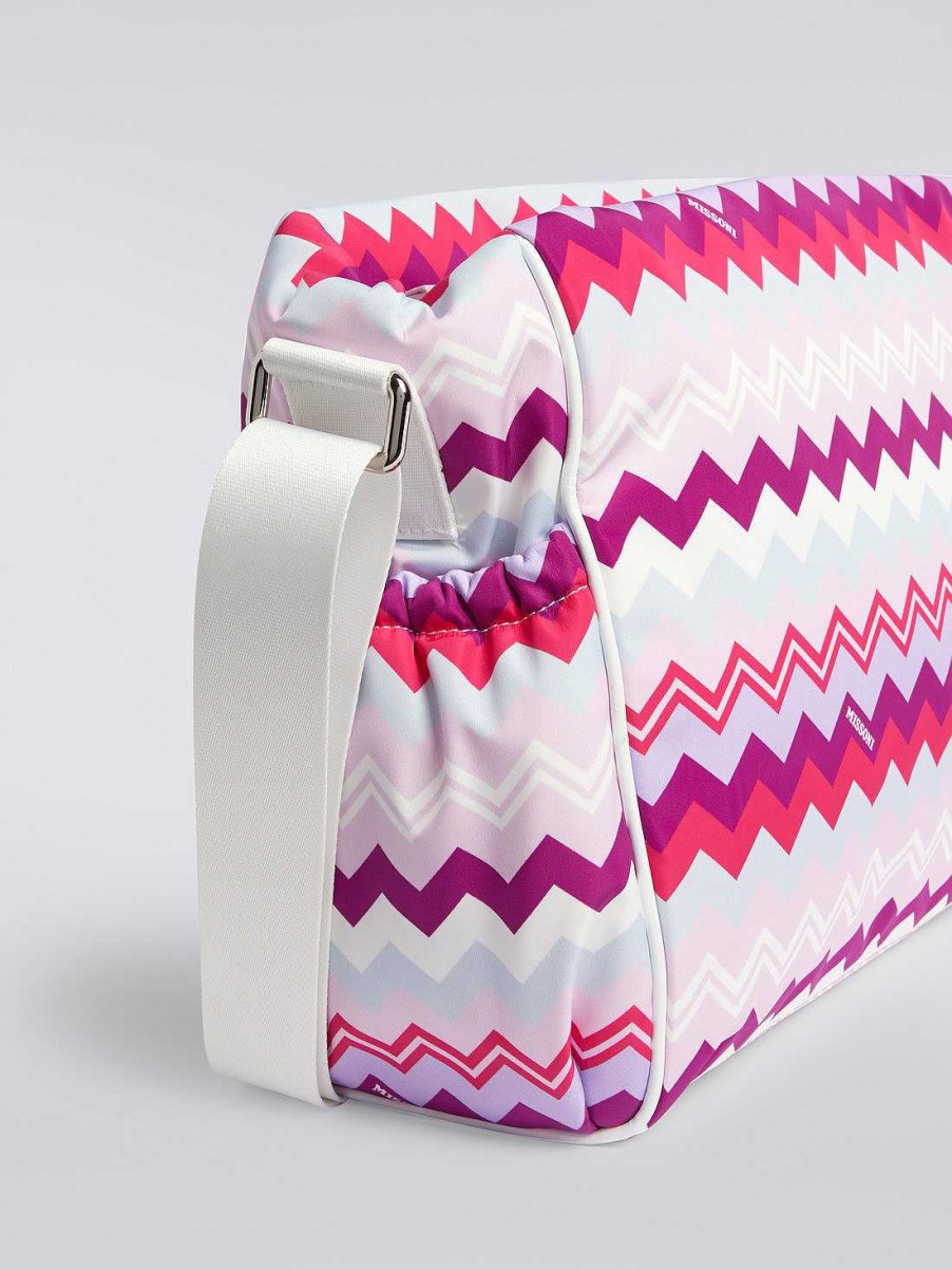 Neonato (0-24 Mesi) Missoni | Borsa A Tracolla In Nylon Zigzag Multicolore