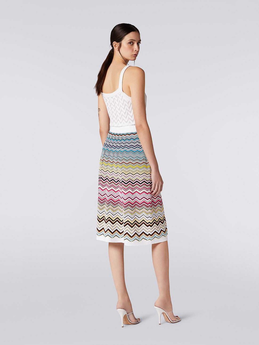 Donne Missoni Gonne | Gonna Longuette Chevron In Misto Cotone E Viscosa Multicolore