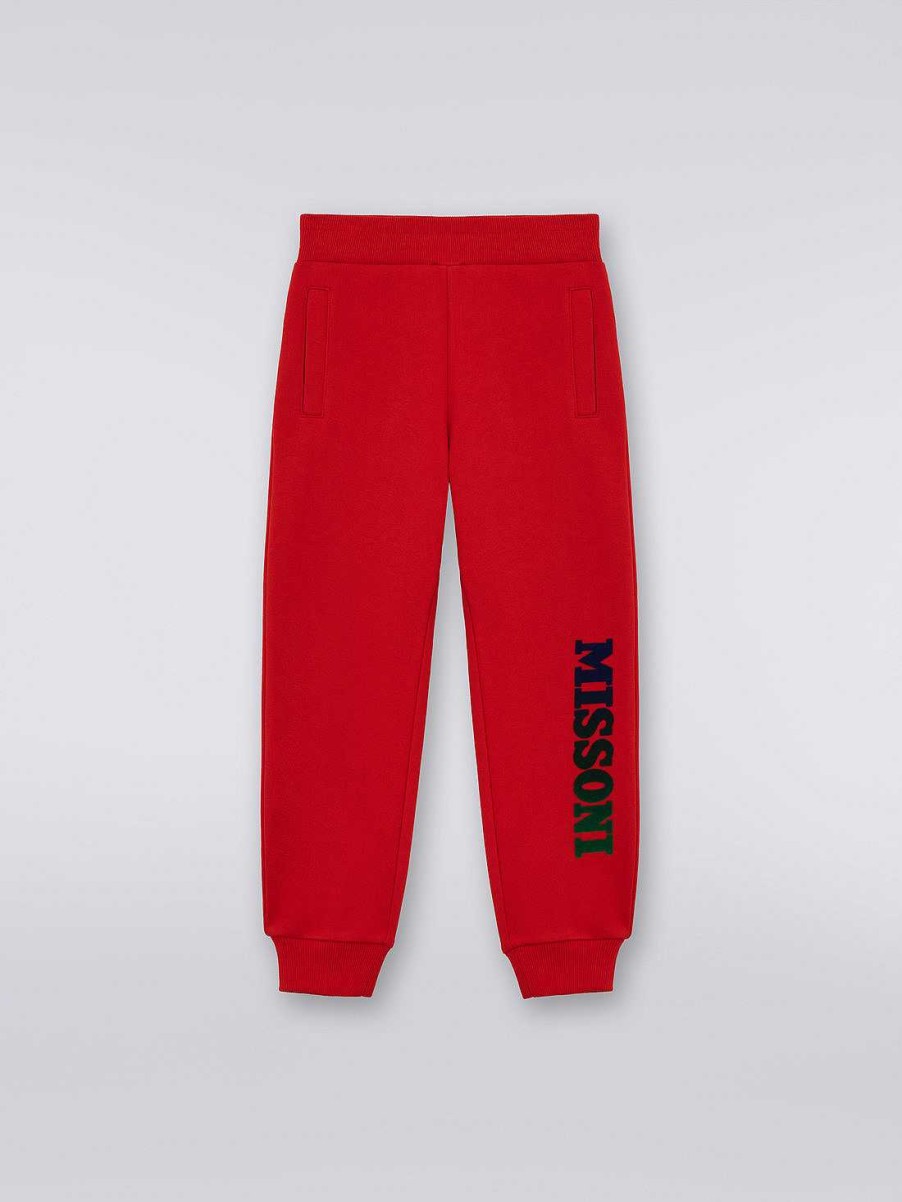 Ragazzo (4-14 Anni) Missoni | Joggers In Felpa Di Cotone Con Logo Rosso