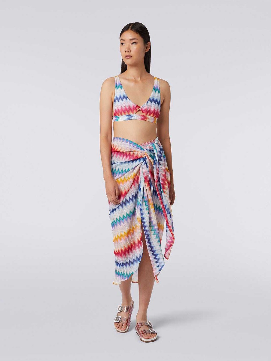 Donne Missoni Abbigliamento Da Spiaggia | Gonna Pareo Con Motivo Zigzag E Lurex Multicolore