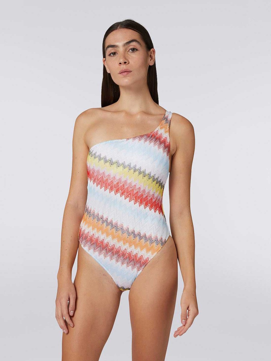 Donne Missoni Costumi Da Bagno | Costume Da Bagno Monospalla In Maglia Zig Zag Multicolore