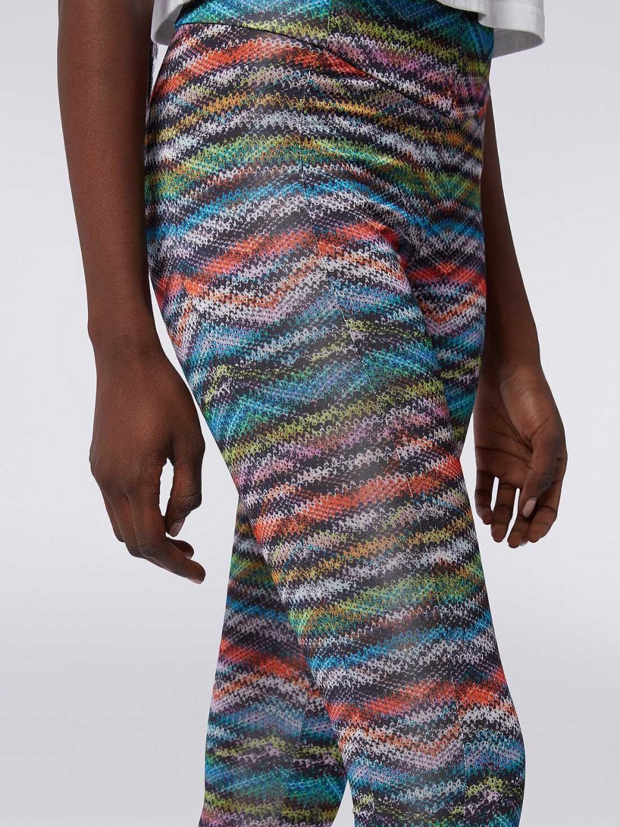 Donne Missoni Vestiario | Leggings In Tessuto Elasticizzato Con Stampa Zigzag Multicolore