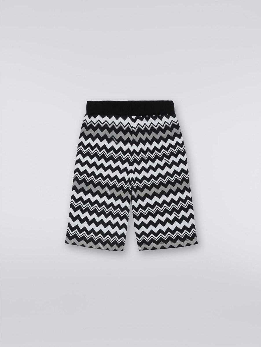 Ragazzo (4-14 Anni) Missoni | Pantaloni In Cotone A Zig Zag Nero Bianco