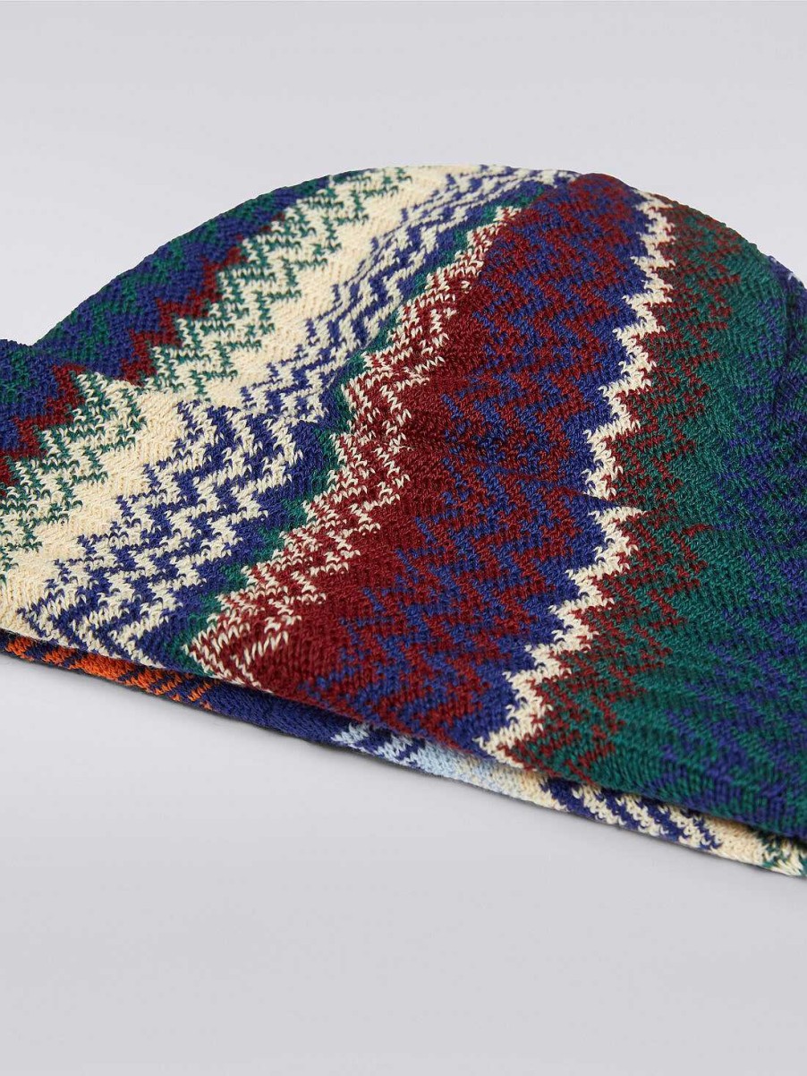 Uomini Missoni Cappelli | Berretto In Misto Lana A Zigzag Multicolore