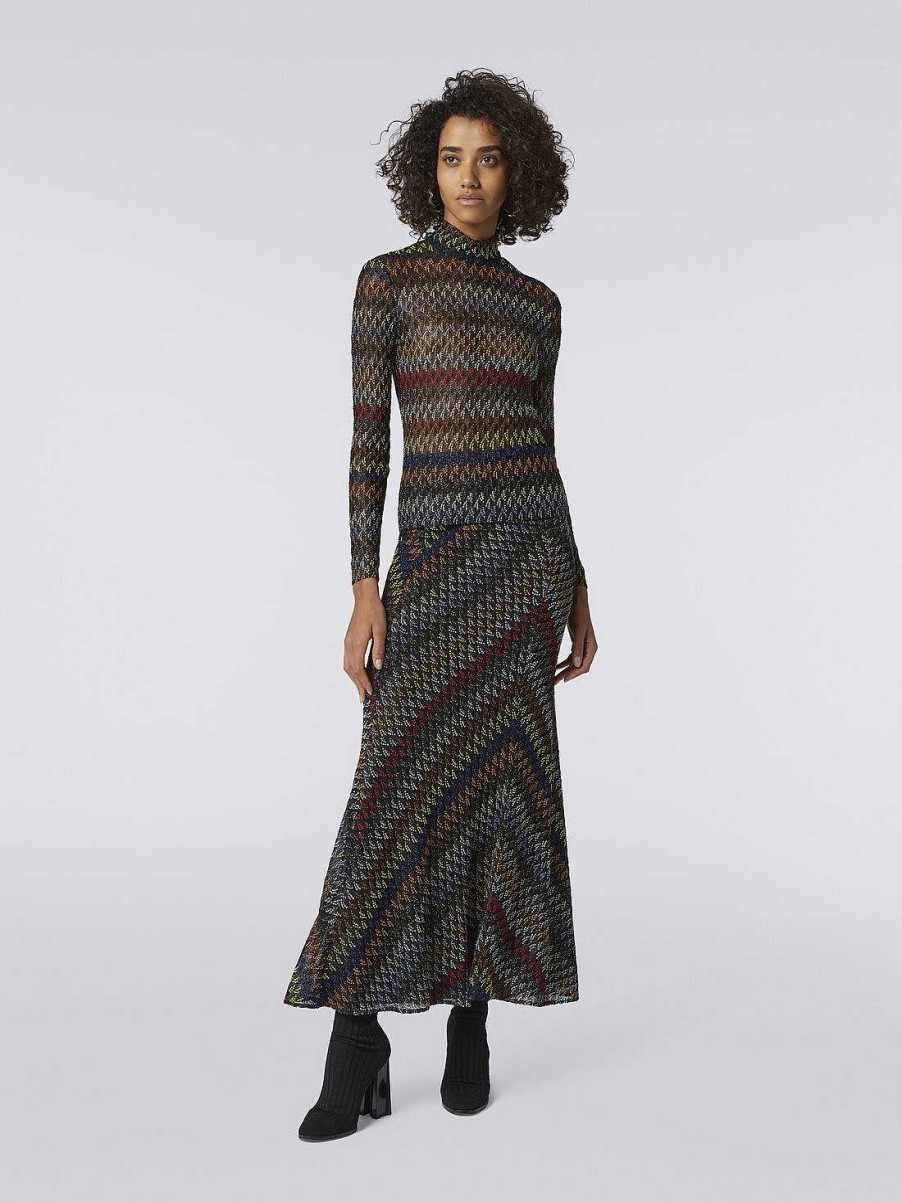 Donne Missoni Gonne | Gonna Lunga In Viscosa Lame Multicolore