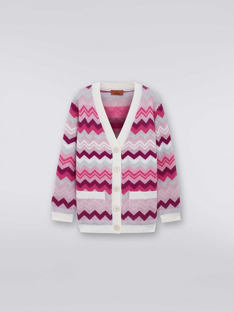 Ragazza (4-14 Anni) Missoni | Cardigan In Lana A Zigzag Con Tasche Multicolore