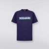 Uomini Missoni Polo E Magliette | T-Shirt Girocollo In Jersey Di Cotone Con Stampa Logo Blu