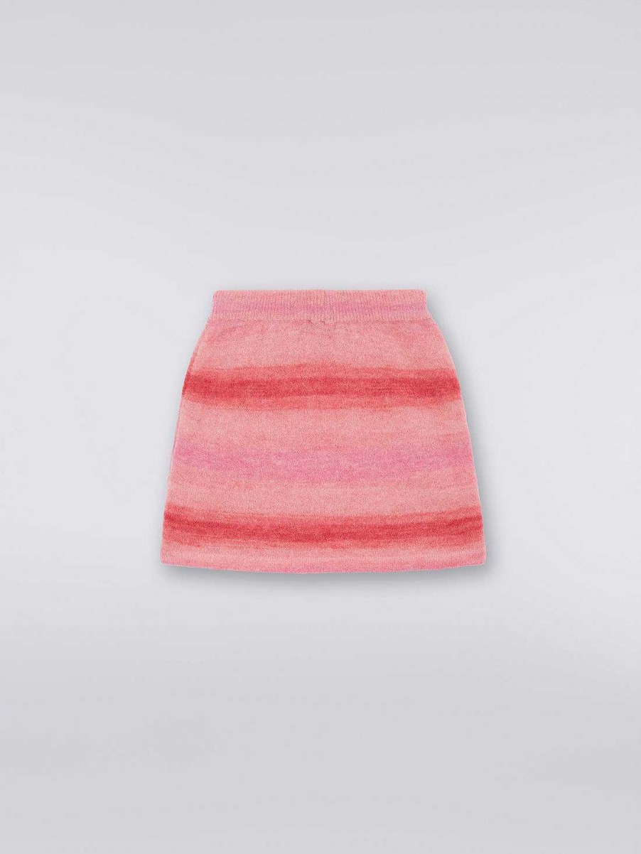 Ragazza (4-14 Anni) Missoni | Gonna A Righe In Misto Lana Rosa