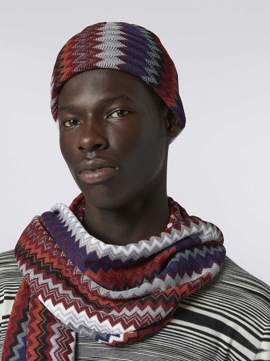 Uomini Missoni Cappelli | Berretto In Misto Lana A Zigzag Multicolore